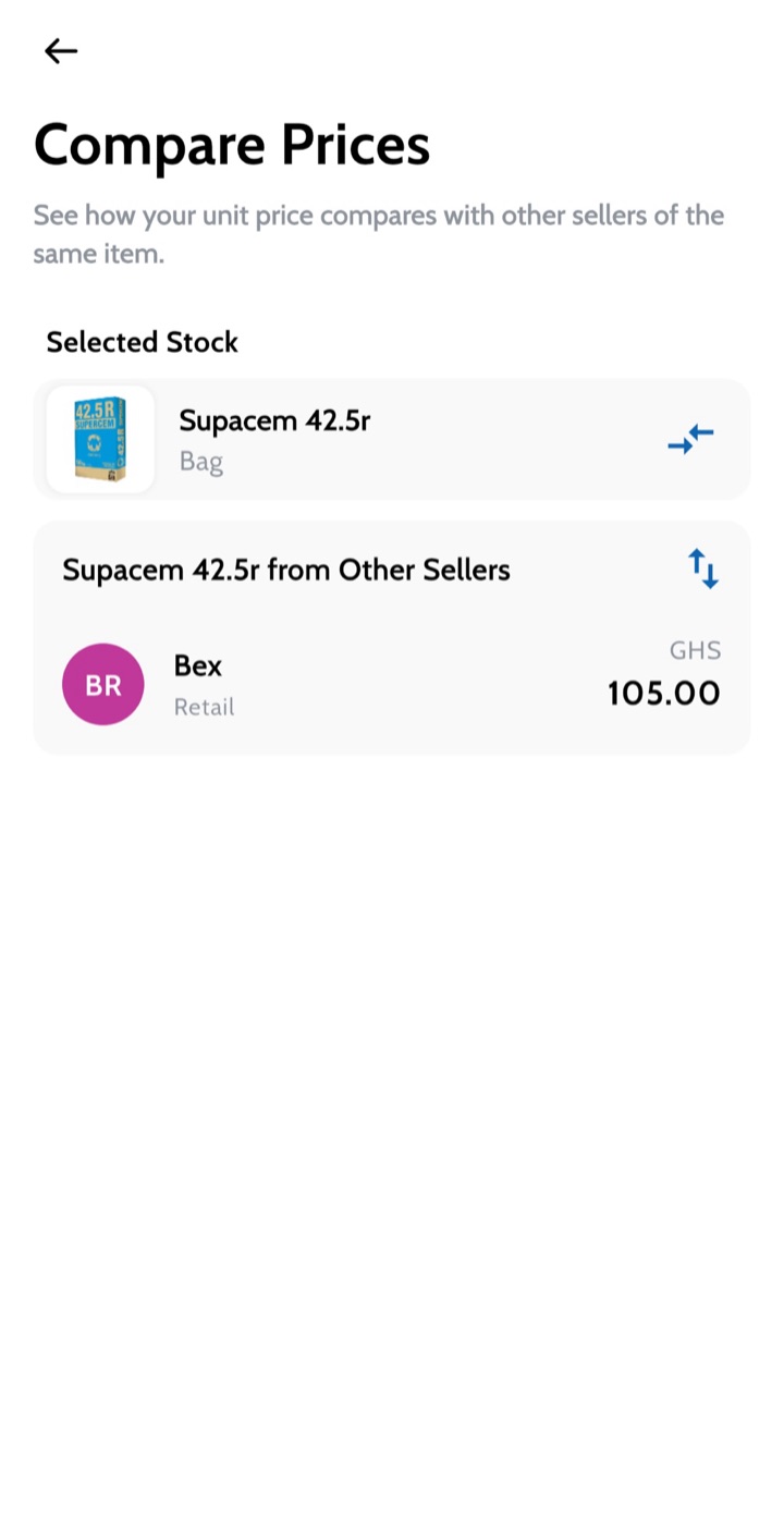 Compare prices screen